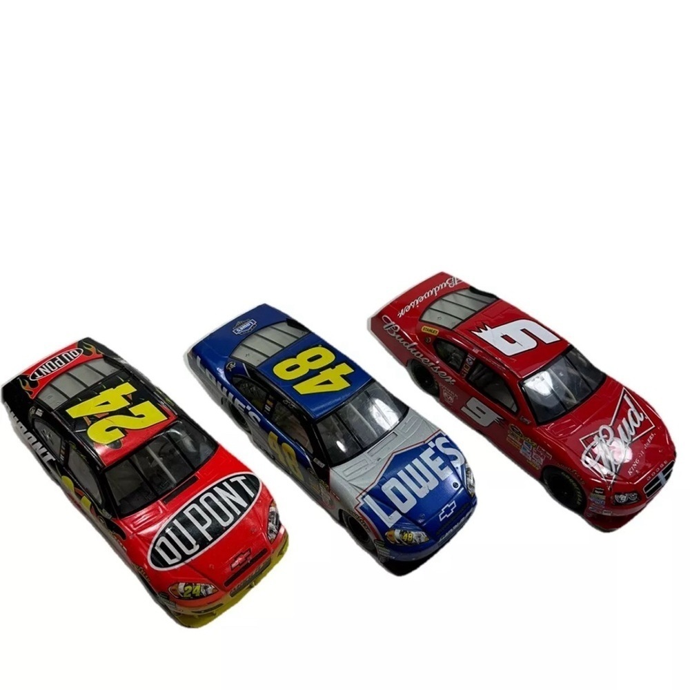 Set Of 3 Raising Cars Jim Johnson 48 Casey Kane Budweiser 9 Du Point 24 Jeff G.